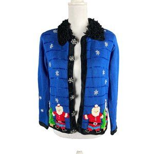 Jack B. Quick Ugly Cute Christmas Sweater -Beaded Royal Blue